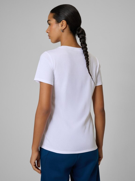 Damski t-shirt z nadrukiem 4F 4FWSS26TTSHF2775 - biały