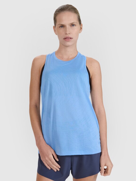 Damski top do biegania 4F 4FWSS25TFSLF427 - niebieski