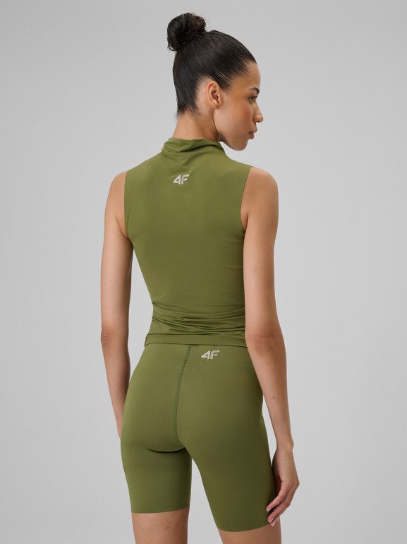 Damski top do jogi 4F 4FWSS26TFSLF0885 - zielony