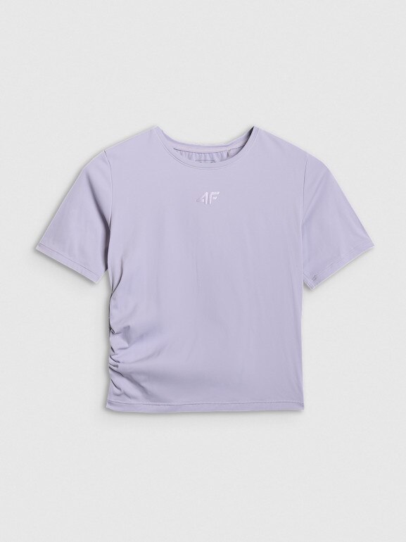 Damski crop top do jogi i pilatesu 4F 4FWAW25TFTSF1524 - fioletowy