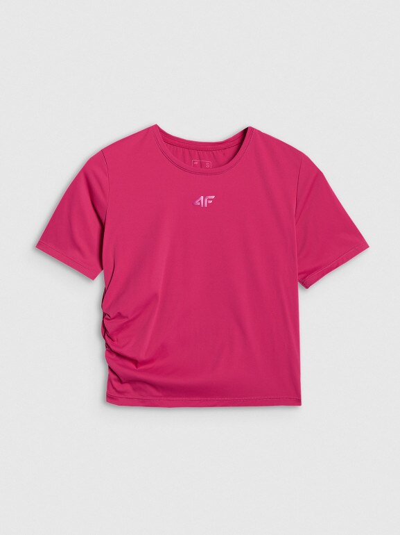 Damski crop top do jogi i pilatesu 4F 4FWAW25TFTSF1524 - różowy