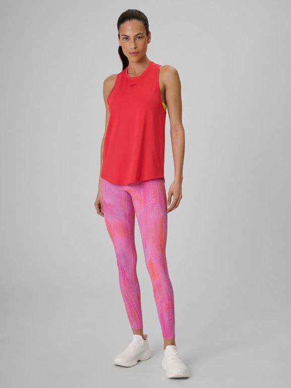 Damski top treningowy 4F 4FRSS26TFSLF1243 - koralowy