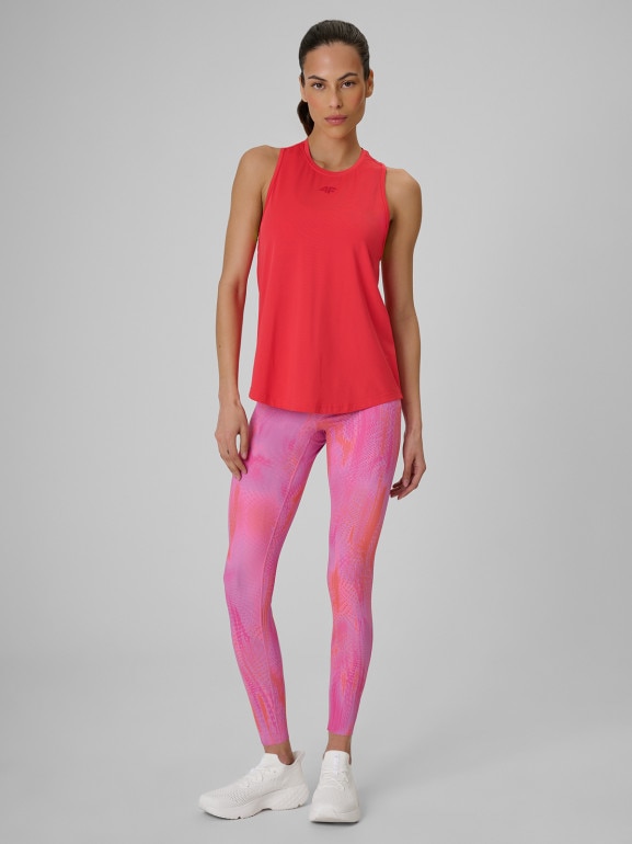 Damski top treningowy 4F 4FRSS26TFSLF1243 - koralowy