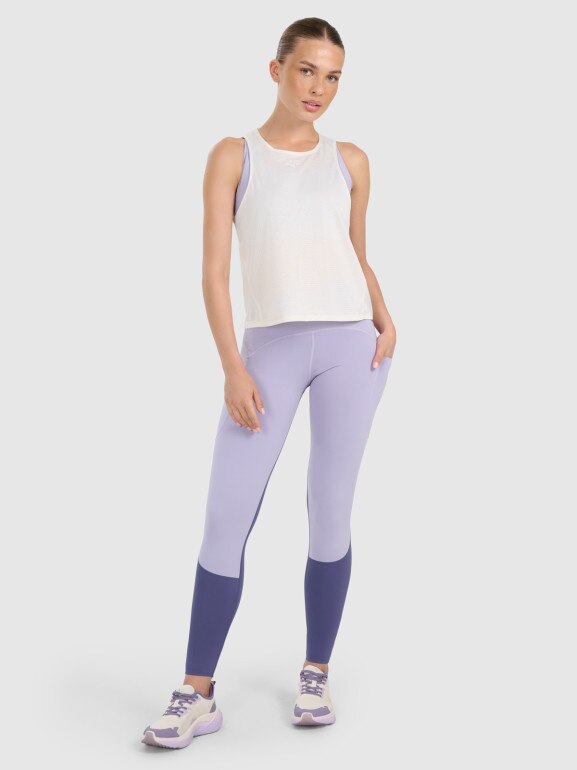 Damski top treningowy 4F 4FWAW25TFSLF572 - beżowy