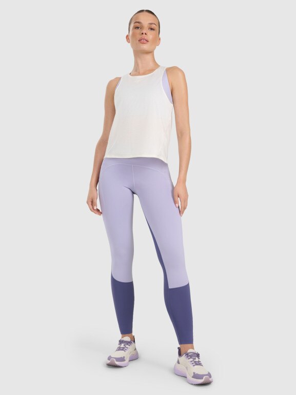 Damski top treningowy 4F 4FWAW25TFSLF572 - beżowy