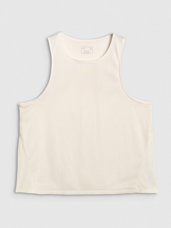 Damski top treningowy 4F 4FWAW25TFSLF572 - beżowy