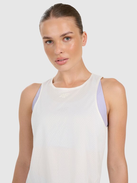 Damski top treningowy 4F 4FWAW25TFSLF572 - beżowy