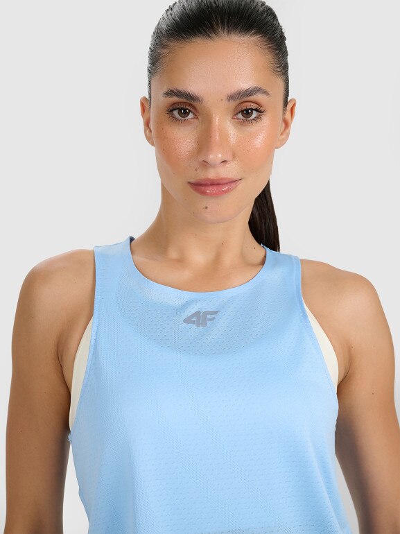 Damski top treningowy 4F 4FWAW25TFSLF572 - niebieski