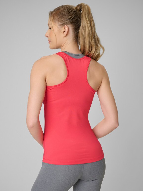 Damski top treningowy 4F 4FWSS26TFSLF0766 - koralowy