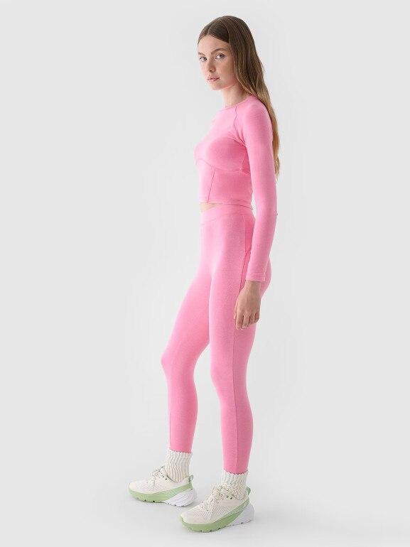 Damskie legginsy basic 4F 4FRAW24TTIGF250 - różowe