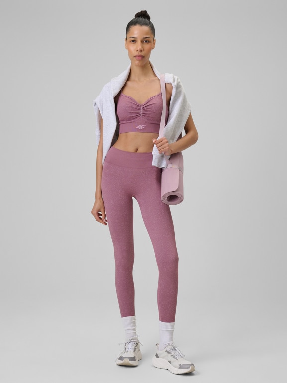 Damskie legginsy do jogi 4F 4FRSS26TFTIF496 - różowe