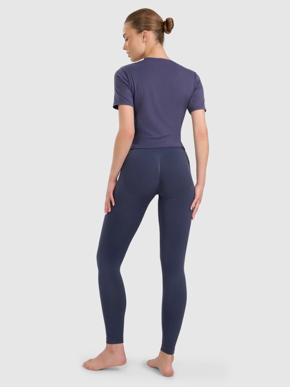 Damskie legginsy do jogi i pilatesu 4F 4FRAW25TFTIF451 - granatowe