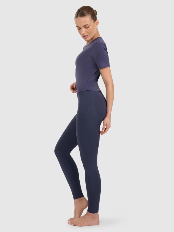 Damskie legginsy do jogi i pilatesu 4F 4FRAW25TFTIF451 - granatowe