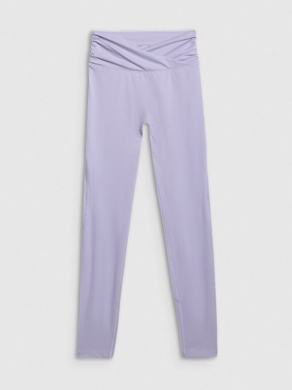 Damskie legginsy do jogi i pilatesu 4F 4FWAW25TFTIF369  - fioletowe