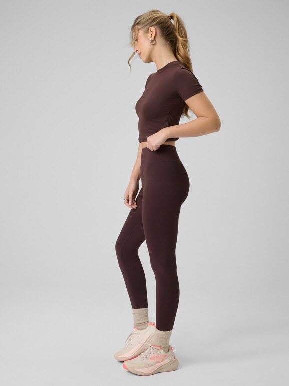 Damskie legginsy dzianinowe 4F 4FRSS26TTIGF323 - brązowe