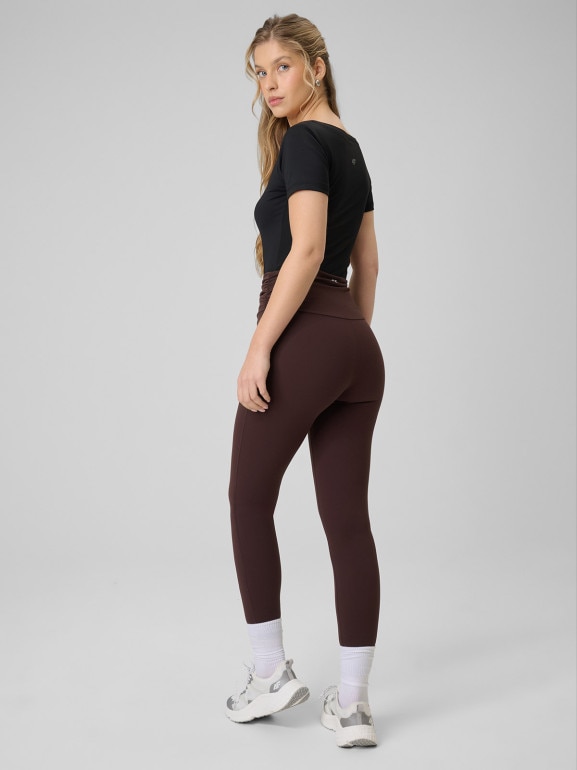Damskie legginsy dzianinowe 4F 4FRSS26TTIGF324 - brązowe