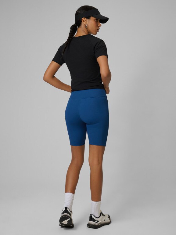 Damskie legginsy kolarki dzianinowe 4F 4FWSS26TSTIF017 - turkusowe