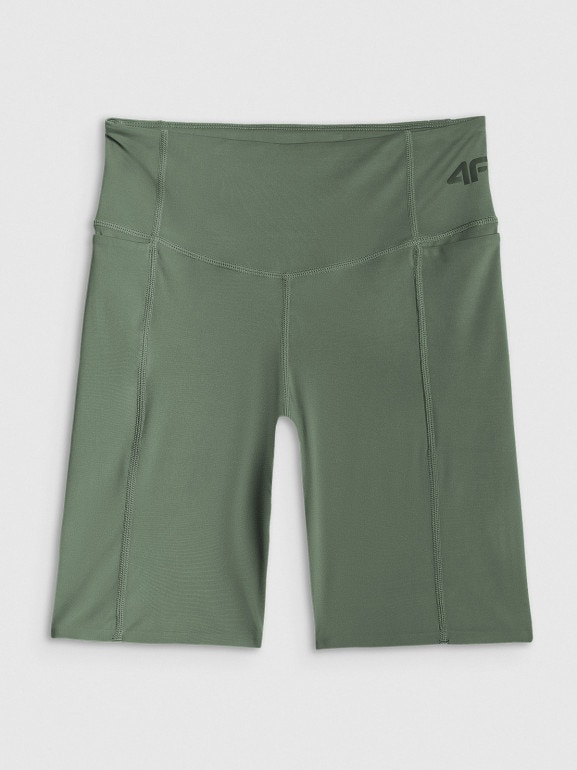 Damskie legginsy kolarki trekkingowe 4F 4FWSS26TFSTF067 - khaki
