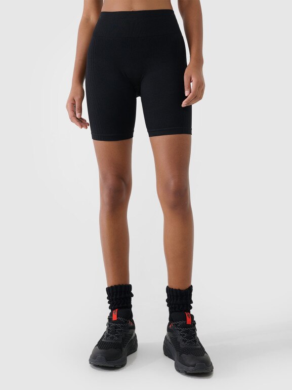 Damskie legginsy kolarki treningowe 4F 4FWSS26TFSTF087 - czarne