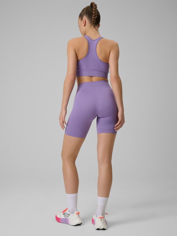 Damskie legginsy kolarki treningowe 4F 4FWSS26TFSTF087 - fioletowe