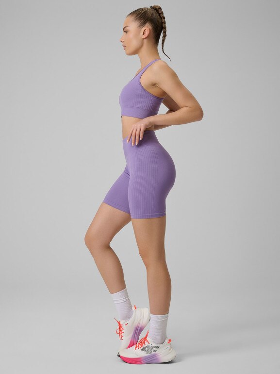 Damskie legginsy kolarki treningowe 4F 4FWSS26TFSTF087 - fioletowe