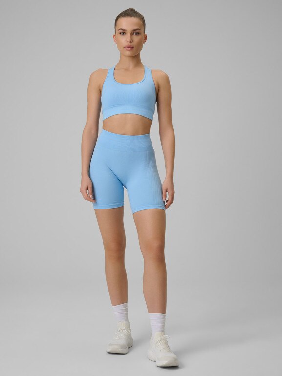 Damskie legginsy kolarki treningowe 4F 4FWSS26TFSTF087 - niebieskie