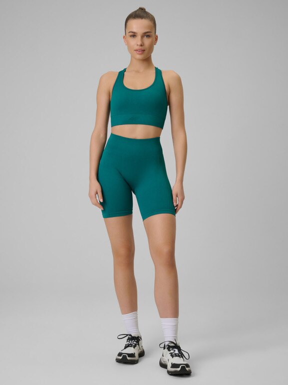 Damskie legginsy kolarki treningowe 4F 4FWSS26TFSTF087 - turkusowe
