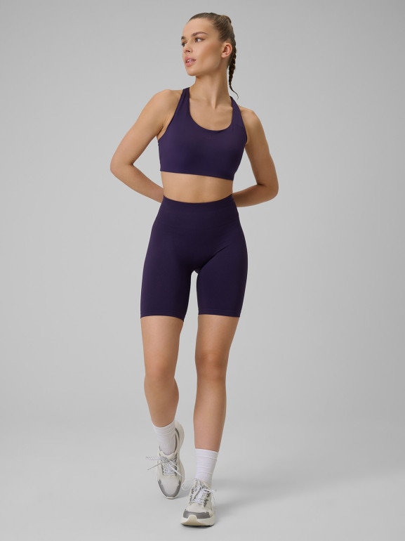 Damskie legginsy kolarki treningowe 4F 4FWSS26TFSTF109 - fioletowe