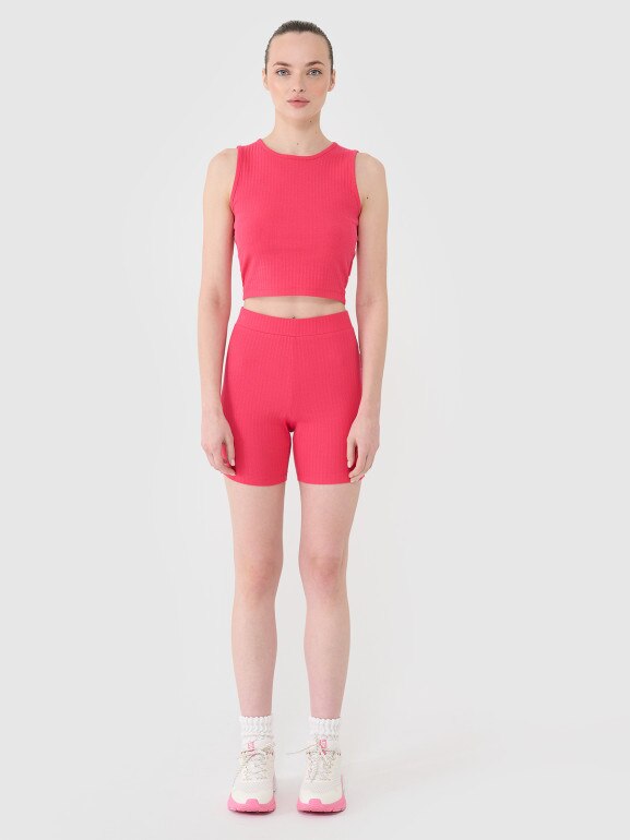 Damskie legginsy krótkie 4F 4FRSS25TSTIF016 - różowe
