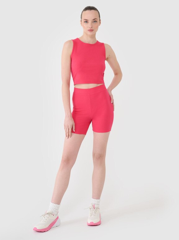Damskie legginsy krótkie 4F 4FRSS25TSTIF016 - różowe