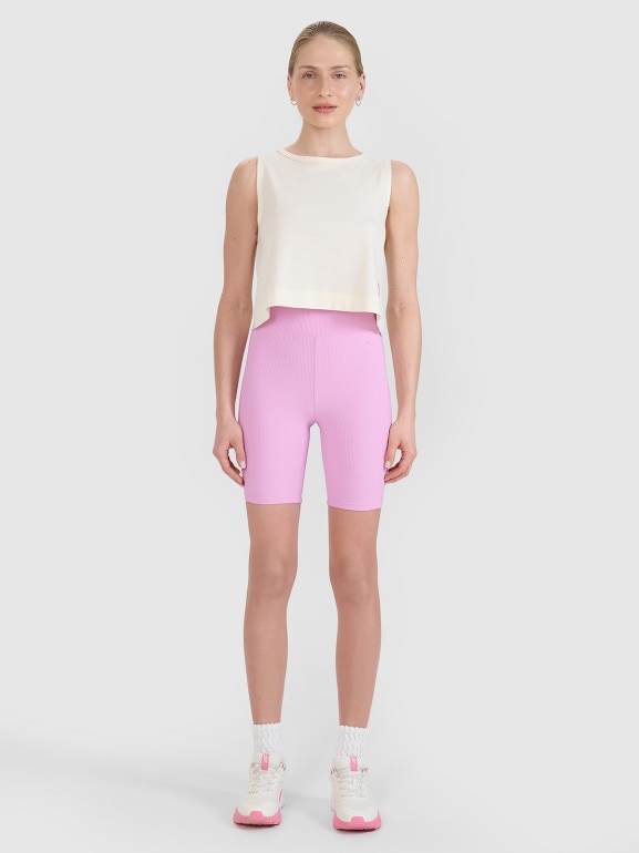 Damskie legginsy krótkie basic 4F 4FRSS25TSTIF020 - różowe