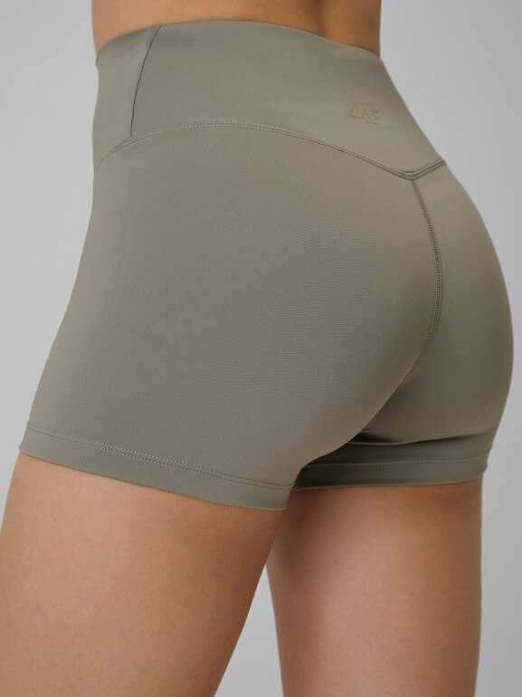Damskie legginsy krótkie treningowe 4F 4FWSS26TFSTF086 - khaki