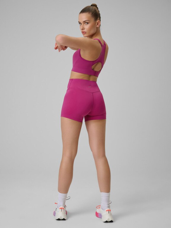 Damskie legginsy krótkie treningowe 4F 4FWSS26TFSTF086 - różowe