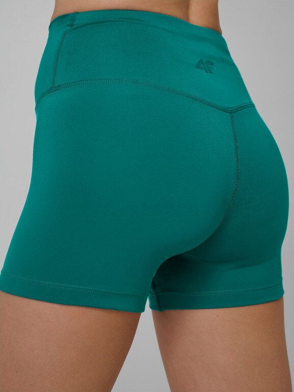 Damskie legginsy krótkie treningowe 4F 4FWSS26TFSTF086 - turkusowe