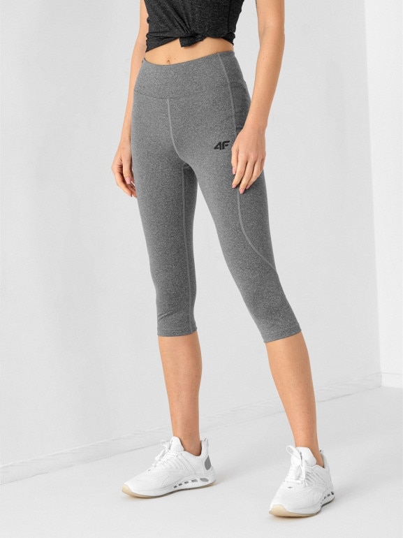 Damskie legginsy treningowe 3/4 4F NOSH4-SPDF350 - szare