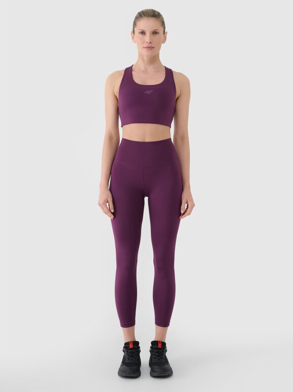 Damskie legginsy treningowe 4F 4FRSS25TFTIF308 - fioletowe
