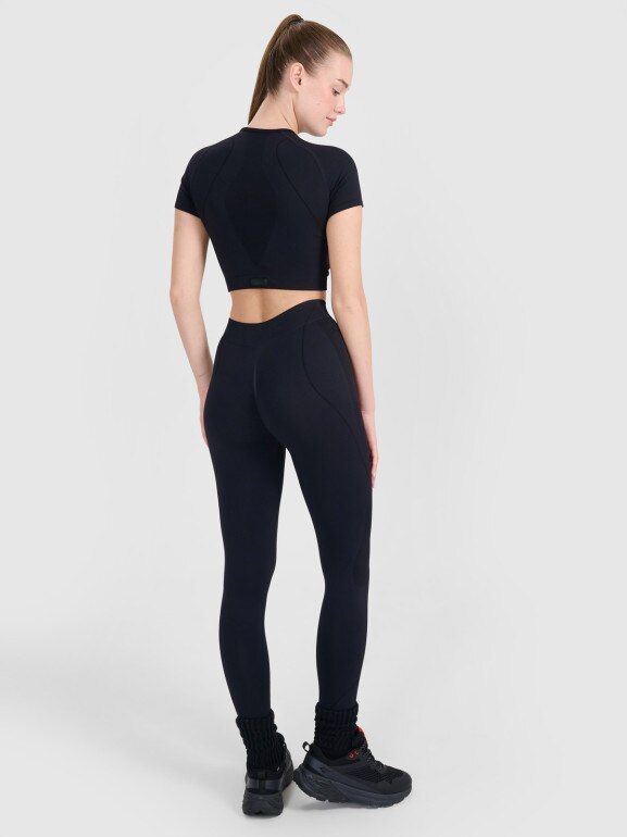 Damskie legginsy treningowe 4F 4FRSS25TFTIF390 - czarne