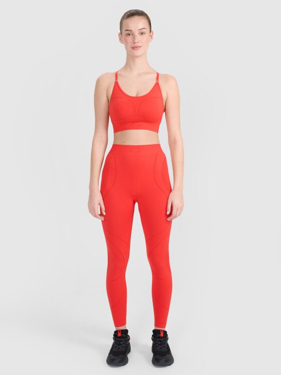 Damskie legginsy treningowe 4F 4FRSS25TFTIF390 - czerwone