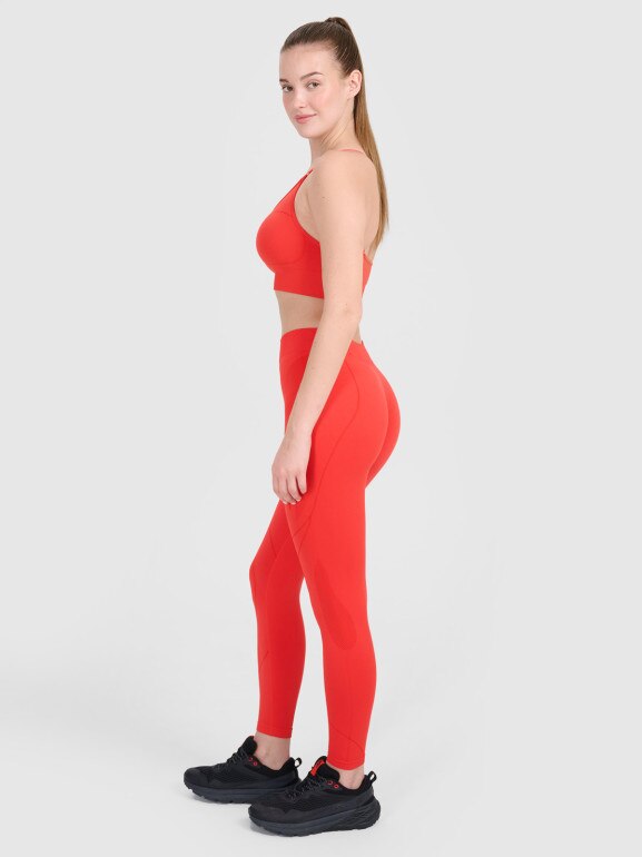 Damskie legginsy treningowe 4F 4FRSS25TFTIF390 - czerwone