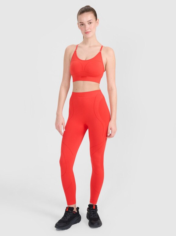 Damskie legginsy treningowe 4F 4FRSS25TFTIF390 - czerwone