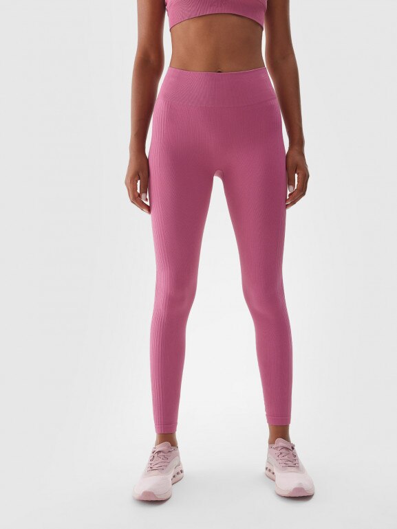 Damskie legginsy treningowe 4F 4FWAW24TFTIF278 - różowe