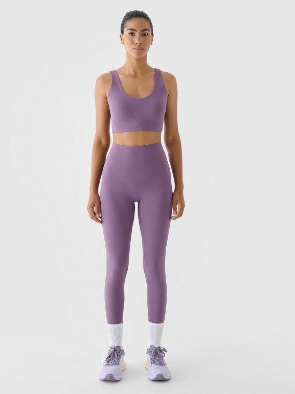 Damskie legginsy treningowe 4F 4FWAW24TFTIF317 - fioletowe