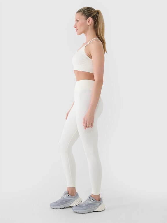 Damskie legginsy treningowe 4F 4FWSS25TFTIF380 - białe
