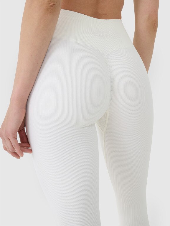Damskie legginsy treningowe 4F 4FWSS25TFTIF380 - białe