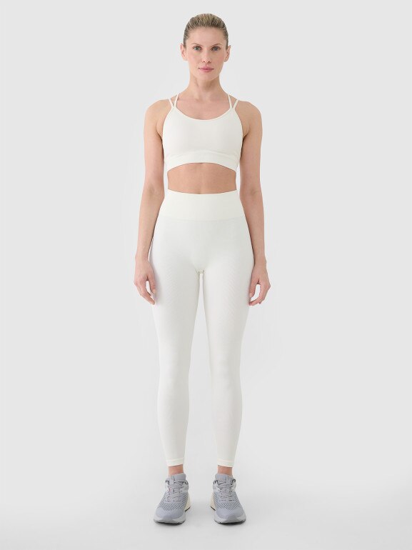 Damskie legginsy treningowe 4F 4FWSS25TFTIF380 - białe