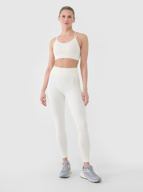 Damskie legginsy treningowe 4F 4FWSS25TFTIF380 - białe