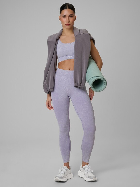 Damskie legginsy treningowe 4F 4FWSS26TFTIF399 - fioletowe
