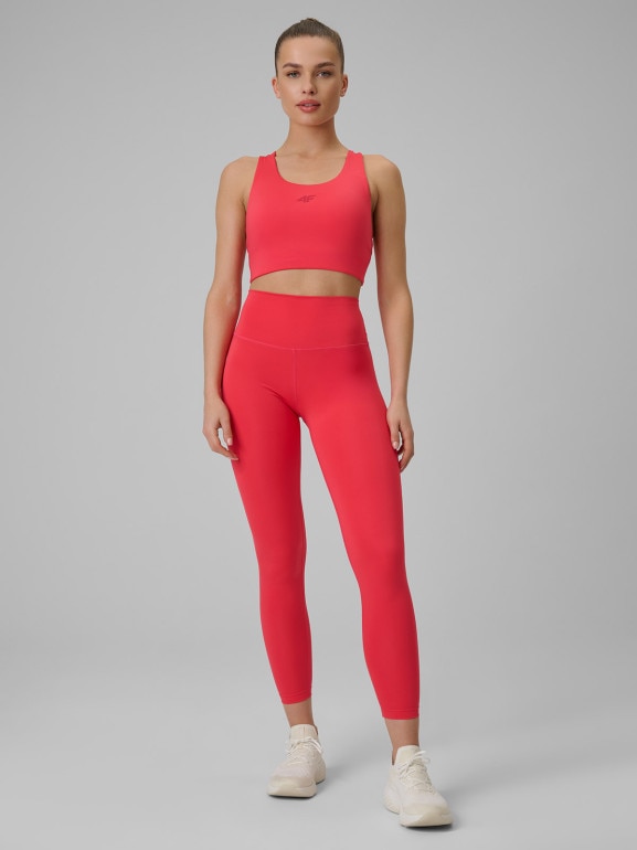 Damskie legginsy treningowe 4F 4FWSS26TFTIF418 - czerwone