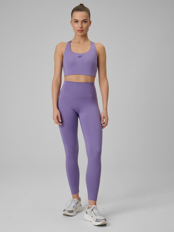Damskie legginsy treningowe 4F 4FWSS26TFTIF418 - fioletowe