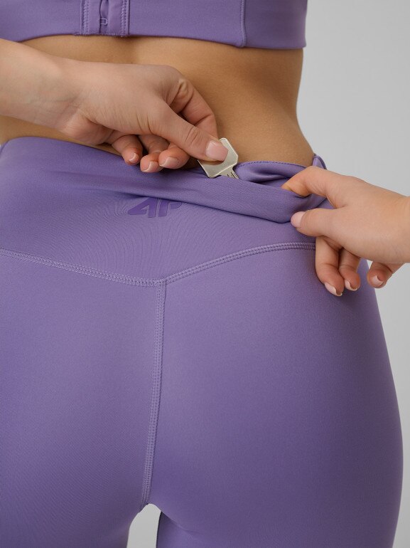 Damskie legginsy treningowe 4F 4FWSS26TFTIF418 - fioletowe